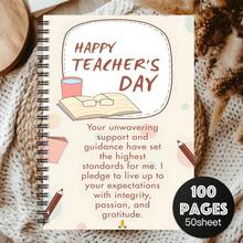 Te1pc Of An Aesthetically Thank You Notebook For Teachers, Designed As A Teaching Journal And Record Book. This Fun Notebook Includes Motivational Quotes And Office Planners, Serving As A Diary Planner For Work - One Book (50 Pages, 100 Pages) - View 5