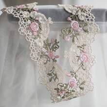 復古風蕾絲緞帶 精緻皇冠緞帶 適合縫製 新娘婚禮貼花裝飾 禮品包裝 家用桌布窗簾裝飾 帽子包包裝飾 3.3英吋寬 1/5碼 - 多色A - 查看 10