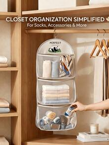 2pcs/3pcs Panda Hanging Storage Bags, Underwear & Socks Storage Bags With Hooks, Vertical Storage, Ultimate Space Utilization, Hanging Design With Built-In Hooks, Easily Hang On Closet Rod, Behind Door Or Bedside, Fully Utilize Neglected Vertical Space, No Occupancy Of Precious Tabletop And Floor Area, Space-Saving Solution For Small Spaces, Suitable For Student Dorms/Shared Living Spaces With Limited Space, Perfectly Utilize Vertical Space Behind Door And Bedside, Solve Storage Problems For Small Items - Multicolor - View 7