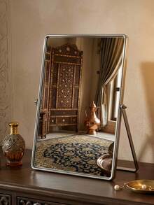 Large Bathroom Vanity Mirror, Metal Stand Makeup Mirror, Desktop Dressing Mirror, Portable Bathroom Mirror, 360 Degree Rotation, Home Decor, Bedroom Accessory, Bathroom Decor, Multi-Functional Mirror, Suitable For Bathroom, Office, Bedroom, Wedding, Back To School, Halloween, Christmas Best Gift - Multicolor - View 2
