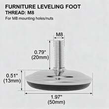 4/8/12/20pcs M8 X 20mm Screw-In Adjustable Furniture Leveling Feet, Floor Protectors For Home Furniture Table Sofa Chair Legs - A - View 8