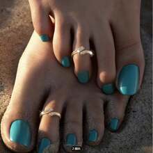 1 Pair Gold-Plated Wave Rhinestone Adjustable Toe Rings, Bohemian Sparkling Beach Vacation Women's Foot Jewelry - Gold - View 3