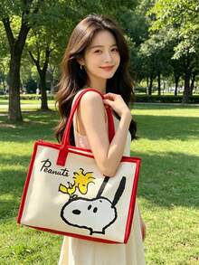 Canvas Tote Bag New Snoopy Women's Handbag Large Capacity Student Tutoring Bag Crossbody Bag, Suitable For Daily Outings, Work, School And Shopping - A - View 5
