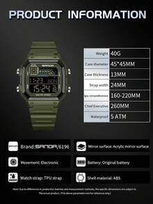 SANDA 6196 Sport Electronic Watch For Men Multifunction Alarm Clock Chrono Waterproof LED Digital Wristwatches Men Reloies - One Size Fits All - View 9