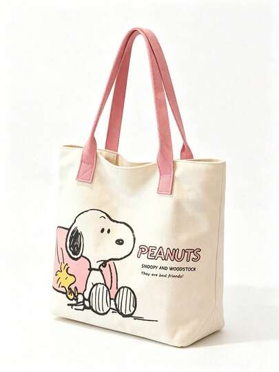 SNOOPY حقيبة قماشية صفراء مطبوعة بسنوبي، سعة كبيرة، مناسبة للسفر والتسوق والحياة اليومية، هدية مثالية لأعياد الميلاد وعيد الحب والعودة إلى المدرسة وموسم التخرج