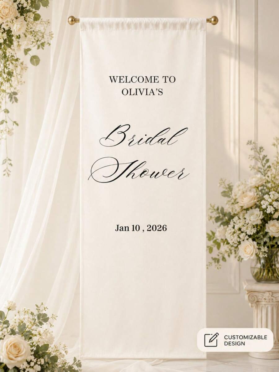 Custom Wedding Welcome Sign, Wedding Fabric Welcome Banner, Modern Wedding Welcome Banner, Fabric Sign Custom Wedding Banner, Bohemian Wedding, Bridal Shower Sign Personalized Name Custom Wedding Sign, Custom Minimalist Welcome Sign, Fabric Welcome Sign, Wedding Decor, Custom Fabric Wedding Sign, Personalized Party Decor, Minimalist Sign, Fabric Sign, Wedding Welcome Sign - Multicolor - View 1