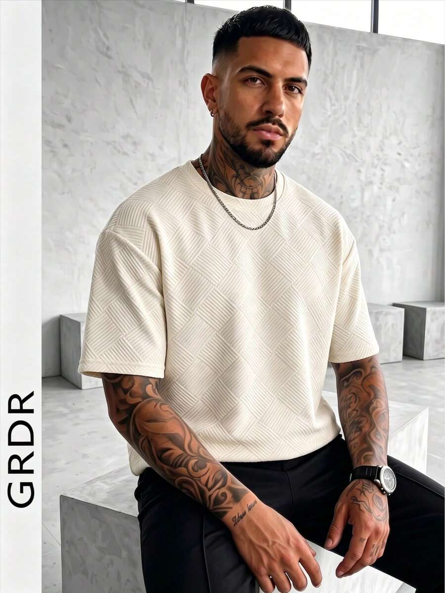 GRDR Men's Fashionable Solid Color Crew Neck Short Sleeve T-Shirt | Exquisite Design | Summer Essential | Easy To Match | Showcase Your Style