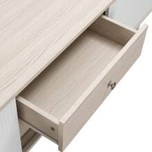 TV Stand With Two Drawers, TV Table, Low TV Board With Two Sliding Doors. Black And Natural Wood - 白色 - 查看 7