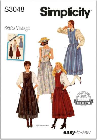 Simplicity SS3048R5 Misses' Vintage 1980'S Loose Fitting Jumpers Sewing Pattern Packet, Design Code S3048, Sizes 14-16-18-20-22, Multicolor