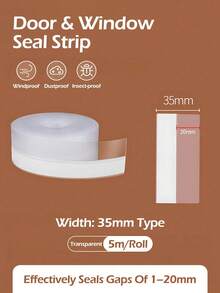 5m Self-Adhesive Silicone Door & Window Sealing Strip - 2.5/3.5/4.5cm (0.98"/1.38"/1.78") Wide - Windproof, Soundproof, Thermal Insulation Sealing Strip, Dust-Proof, Insect-Proof, Moisture-Proof Sealing, Suitable For Door & Window Gaps, Home Decoration Accessories, Commercial Office Decoration Accessories, 3 Widths Suitable For Almost All Decoration Scenarios - Multicolor - View 7