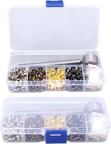3mm Grommet Kit, 400pcs Plated Copper Metal 3mm Eyelets 3mm Grommet, Eyelets And Washers With Storage Box And 3 Hand Tools For Leather Craft, Clothing Modification Clothes Sewing - White - View 9