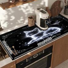 1pc Dish Drying Mat, Coffee Machine Mat, Starry Cat & Dragonfly Pattern High Absorbent Drainage Mat, Suitable For Dining Table, Kitchen, Cafe Countertop Decoration, Multi-Purpose Water-Absorbing Mat, Home Gift, Desktop Decor - XYLSD-641 - View 12