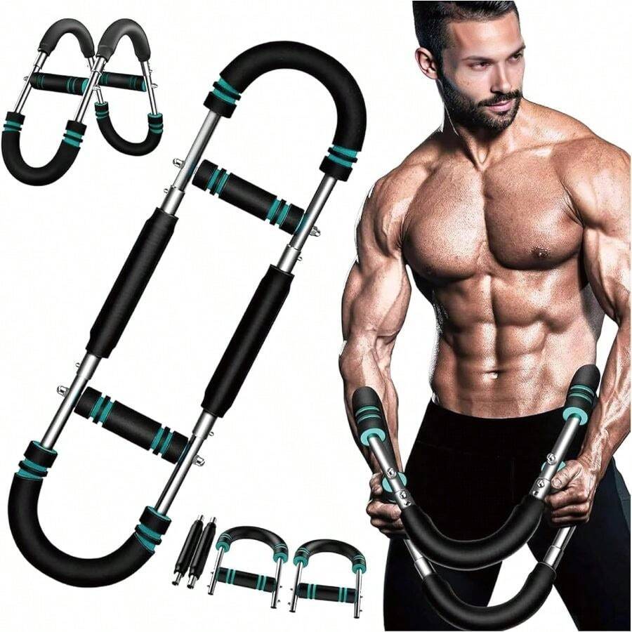 Ejercitador de Brazo y Expansor de Pecho Ajustable, Shaker Arm Trainer 30-50KG, Power , Chest & Arm Workout Equipment for Men & Women, Chest Exerciser, Detachable Portable Power  Bar - Azul - Ver 1