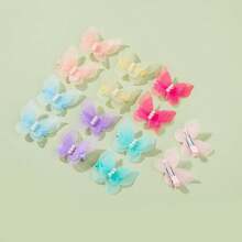 14pcs Girls Pearl Butterfly Hair Clips - Multicolor - View 6