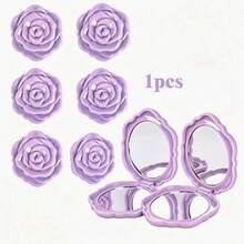 1/6/10pcs Portable Foldable Mini Rose-Shaped Water Ripple Mirror - Double-Sided Glass Makeup Mirror With Floral Pattern Design, Exquisite Cute Handheld Mirror Perfect For Holiday Gifts, Travel And On-The-Go Beauty Makeup - Multicolor - View 17