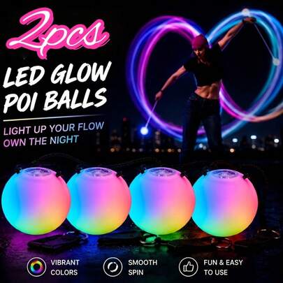 1/2pcs LED Soft Rotating Glowing Ball, LED Ball, LED Glowing Ball (With Rope), Professional LED Juggling Ball, With Button Battery, Suitable For Beginners And Professionals
