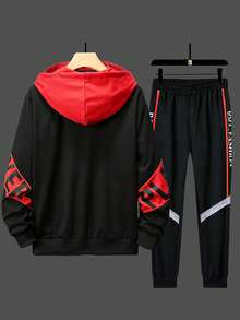 Men's Spring/Autumn Lightweight Loose Minimalist Casual Fashion Outdoor Sports Jacket & Pants Set - Black - View 4