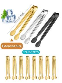 1/4/8/12Pcs Extended Long Handle Metal Sugar Tongs, Mirror Polished Stainless Steel Ice Cube Serving Tongs For Bar Coffee Tea Buffet Party Candy Serving - - - View 1