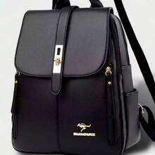 Anti-Theft PU Leather Backpack, Women's Wallet, Multi-Functional Fashion Daily Bag, Multi-Pocket Lightweight Travel Bag, Back To School Season - Black - View 2