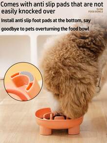 1PC Slow Feeding Bowl, 4 Legs Anti-Tip, Non-Slip Base, PP Material, Raised Obstacle Design To Prevent Choking, Reduce Bloating, Suitable For Small And Medium Dogs And Cats, Neck Friendly, Easy To Clean, Durable, Stable, Home Use - 500ml - View 4