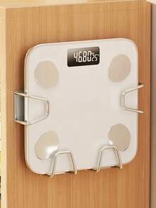 4pcs Wall-Mounted Scale Storage Rack, No-Drill Wall Mount Design, Durable Stainless Steel Material, Space-Saving Storage Rack, Suitable For Bathroom And Home Gym, Fashion Design, Sturdy Stainless Steel Hook Rack - A - View 2
