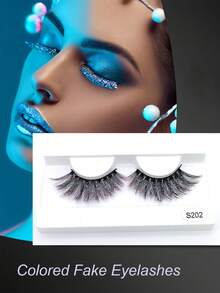 1 Pair 3D Colorful Shiny False Eyelashes, Natural-Looking Full Lash Strip, Voluminous Curly Soft Comfortable Eyelashes, Gold And Silver Fake Lashes For Halloween, Holiday, Party, Stage And Gathering - Multicolor - View 1