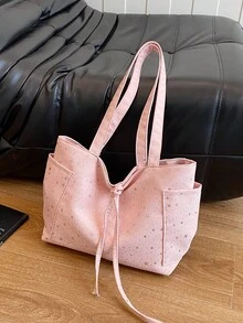 女款大容量高級感時尚百搭休閒簡約通勤單肩托特包 - 粉色 - 查看 11