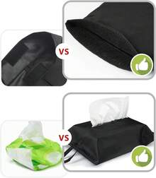Kakaforsa Black Toilet Paper Holder Travel Napkin Holder Reusable Tissue Holder Cloth Tissue Box Cloth Cover Hang Paper Towel Holder Tissue Box Cover Tissue Holder For Car Home Office Desk - ColorA - View 4