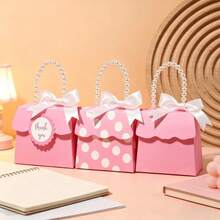 6pcs/12pcs - Faux Pearl Handheld Gift Boxes With White Bow Decoration, Candy Packaging Boxes, Suitable For Wedding, Party Favors, Birthday, Holiday, Party, Gathering Gift Packaging - Gift Box - View 2