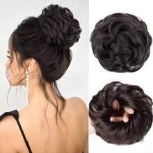 Cincin Ekstensi Rambut Sanggul Alami Mengembang, Aksesori Rambut Sanggul Longgar, Aksesori Rambut Sanggul Palsu - MultiWarna - View 9
