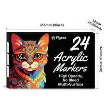 Flysea Dual-Tip Acrylic Paint Marker Set, 24pcs/36pcs/48pcs, 24 Colors/36 Colors/48 Colors, Suitable For Wood, Canvas, Stone, Rock Painting, Glass And Ceramic Surfaces, DIY Craft Art Supplies And Back To School Essential Stationery - Sets - View 10