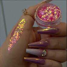 1pc 4-Color Nail Art Powder Opal Powder Dreamy Polarized Powder Thin Ice Crystal Snow Velvet Powder Cloud Brocade Powder Fairy Nail Decoration Glitter Powder - A - View 2