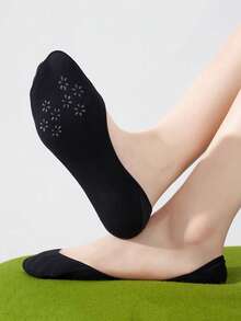 chuanwa（2） 1/5/10 Pairs Solid Color Women's Invisible Socks, Silicone Non-Slip, Breathable Thin Low-Cut Boat Socks - Multicolor - View 13