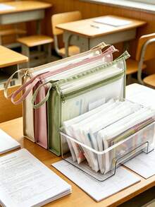 4pcs/1PC - Tas Klasifikasi Dua Lapis Terlaris Baru, Tas Penyimpanan File Jaring Transparan A4 dengan Desain Resleting, Cocok untuk Siswa Sekolah Dasar dan Menengah, Tas Tangan Khusus Siswa SMA, Tas Penyimpanan Kertas Ujian, Buku Teks, dan Buku Catatan PR Kapasitas Besar, Pengerjaan yang Ditingkatkan, Desain Kepala Resleting, Pengiriman Acak, Warna Jahitan Berdasarkan Produk Asli, Terdapat Sedikit Perbedaan, Kualitas Sama, Tidak Mempengaruhi Penggunaan, Tersedia 4 Warna - A - View 7