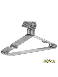 20 piezas Perchas de acero inoxidable con ranuras en los hombros: antideslizantes, duraderas, adecuadas para abrigos, trajes, vestidos y almacenamiento en el hogar - Multicolor - Ver 10