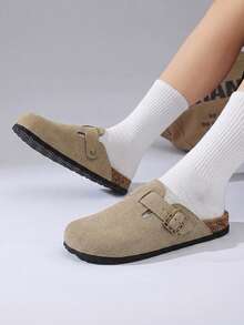 Slouchy Couple Slippers Comfortable Plus Size Winter Slippers - Plush Lining, Thick Sole, Non-Slip Sole, Fashionable Solid Color - Khaki - View 5