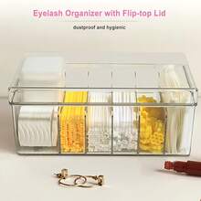 1pc Lash Storage Box With Lid, Portable Eyelash Tool Organizer, Dust-Proof With Lid, Holds Cotton Swabs, Lash Brushes, Eye Masks - Suitable For Lash Artists, Beauty Products And Cosmetics Storage - Multicolor - View 3