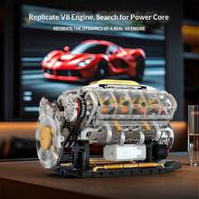 超級跑車 V8 引擎積木，V8 引擎模型組裝，DIY MOC 迷你 V8 引擎模型，成人 STEM 組裝套件，物理科學教育，桌面裝飾模型，生日禮物，692 片積木 - 彩色 - 查看 3