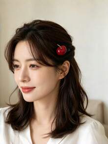 2件組女款3D草莓水鑽珍珠髮夾，甜美側瀏海髮夾 - 彩色 - 查看 2