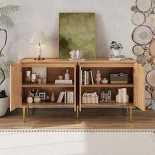 Modern Sideboard White With Adjustable Shelves - Natural - View 9