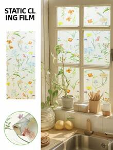 DIY Ins Style Girl's Room Glass Privacy Window Film, Anti-UV Sun Protection, Decorative Floral Print Static Cling Window Sticker For Room Makeover, Fresh Style Bathroom Glass Film - Multicolor - View 11
