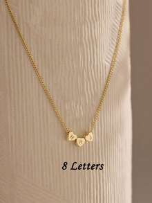 Custom 3D Heart Initial Name Necklace, Stainless Steel Personalized Multi-Letter Pendant, Romantic Elegant Jewelry, Birthday Wedding Christmas Gift - As Shown - View 16