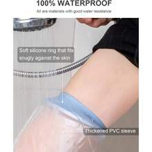CureSquad Widen Waterproof Cast Covers Shower Leg Reusable Shower Sleeve Leg After Surgery, Double Deep-Grooved Anti-Slip Strips On Sole, Watertight Adult Cast Protector - Blue - View 8