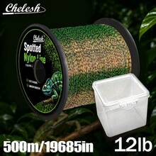 chelesh تشيليش 500م/19685 بوصة، 300م/11811 بوصة خيط نايلون أحادي الفتيلة بخطوط منقطة ثلاثية الأبعاد غير مرئية، غير مرئي في الماء، قطع سريع للماء، خيط صيد متغير اللون مناسب لصيد الطعوم والصيد البحري وصيد الجليد، معدات الصيد - متعدد الألوان - مشاهدة 18