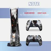 Miếng dán bảo vệ toàn thân cho máy console và tay cầm, tương thích với bản đĩa, họa tiết Samurai Wind Red Moon, phong cách Nhật Bản cổ điển tông tối, bề mặt nhám, chống nước, có thể tháo rời không để lại keo - Xem 4