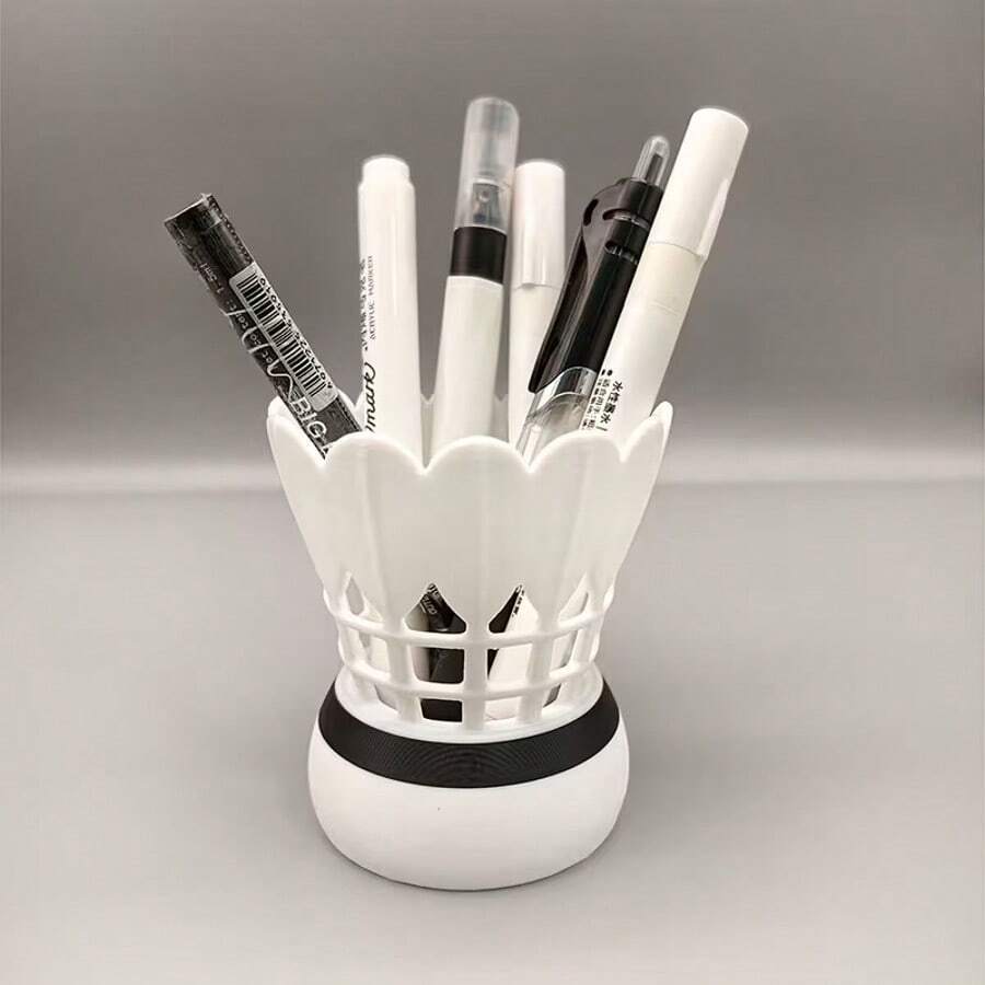 3D Printed Badminton Racket Pen Holder Decorative Sculpture, Exquisite Craftsmanship Desktop Decoration Storage - View 1