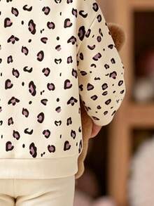 Baby Girl Cartoon Print Crew Neck Long Sleeve Top And Leggings - Apricot - View 5
