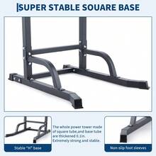 Ataucjin Power Tower Pull Up Bar Dip Station, Adjustable Height Home Gym Equipment, Heavy Duty Strength Trainer With 880 Lbs Capacity, Multi-Function Workout For Full Body Exercise, Stable Fitness Equipment - Black - View 5