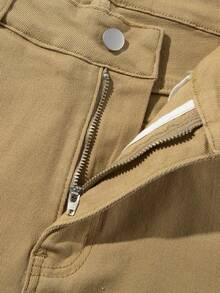 Men's Fashion American Casual Slim Fit Stretch Ankle Length Tapered Jeans - Khaki - View 5