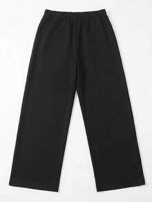 SU ER Men's Summer Casual Loose Drawstring Elastic Waist Wide Leg Long Pants With Drape - Black - View 3